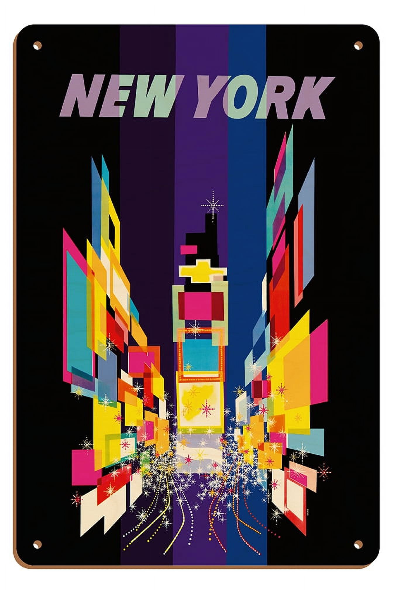 New York - Times Square at Night - Vintage Travel Poster by David