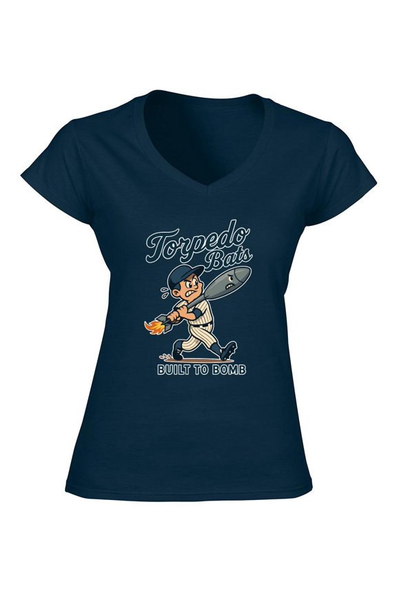 New York Torpedo Bats LADIES V-NECK Shirt T-Shirt
