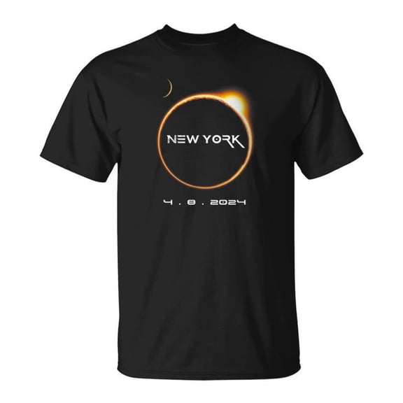 New York Totality April 8 2024 Cotton Tee Unisex Adult T-Shirt for Casual Wear, Soft Comfortable Fabric, Size 2XL, Color Black
