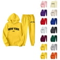 thumbnail image 1 of New York Track Suit for Men Women Long Sleeve Pockets Pullover Hoodie and Sweatpants Tracksuits 2 Piece Set, 1 of 4