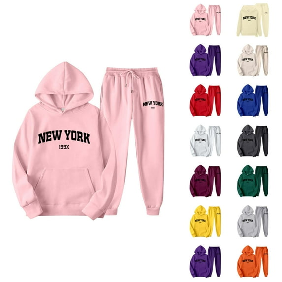 New York Track Suit for Men Women Long Sleeve Pockets Pullover Hoodie and Sweatpants Tracksuits 2 Piece Set