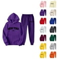 thumbnail image 1 of New York Track Suit for Men Women Long Sleeve Pockets Pullover Hoodie and Sweatpants Tracksuits 2 Piece Set, 1 of 5