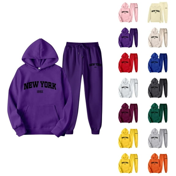 New York Track Suit for Men Women Long Sleeve Pockets Pullover Hoodie and Sweatpants Tracksuits 2 Piece Set