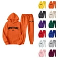 thumbnail image 1 of New York Track Suits for Women Set Graphic Hoodie and Jogger Sweatpants 2 Piece Matching Sweatsuit Travel Lounge Set, 1 of 1