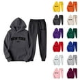 thumbnail image 1 of New York Track Suits for Women Set Graphic Hoodie and Jogger Sweatpants 2 Piece Matching Sweatsuit Travel Lounge Set, 1 of 1