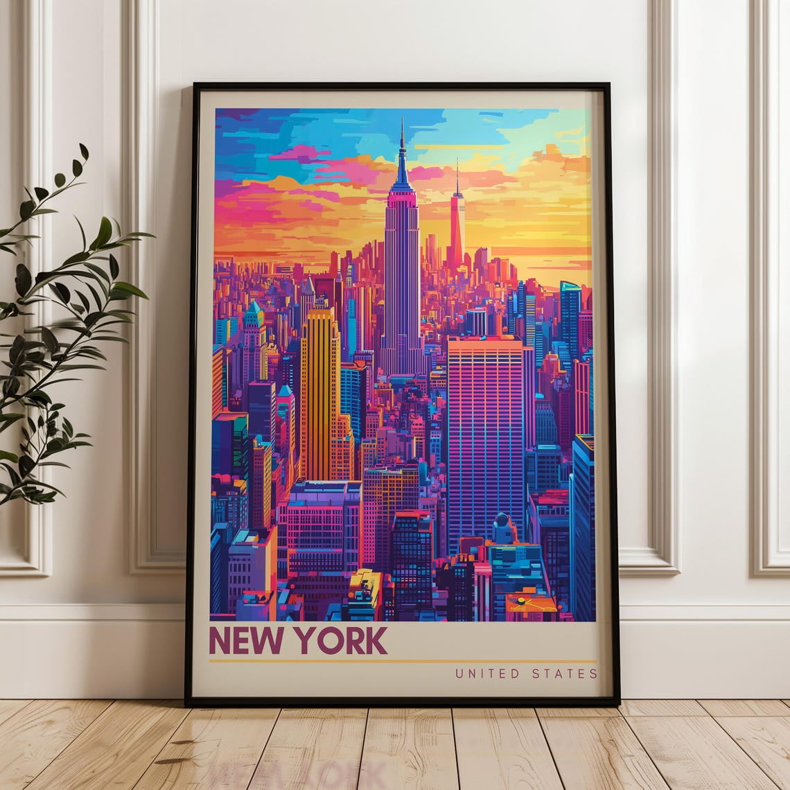 New York Travel Poster - United States Wall Art Print, Illustration ...