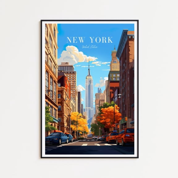 New York Travel Poster - Usa Wall Art For Home Decor, The Perfect Gift And A Lasting Travel Memory | Art Print- Wall Art Print, 24x36 UNFRAMED