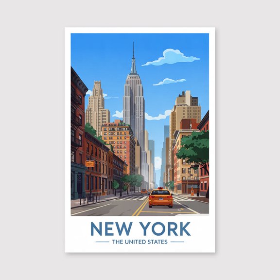 New York Travel Print Canvas Wall Art, New York Wall Hanging Home decor New York Canvas Art, New York State Art Canvas Print Canvas-1WN296