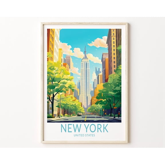 New York Travel Print, New York City Travel Poster, New York Wall Art Travel Poster, Travel Print, Traveler Home Decor Wall Art, Modern Wall Decor, 16x24 UNFRAMED