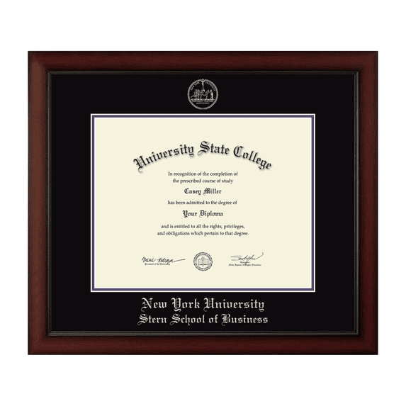 Framerly - NYU Business Diploma Frame with Black and Purple Mat