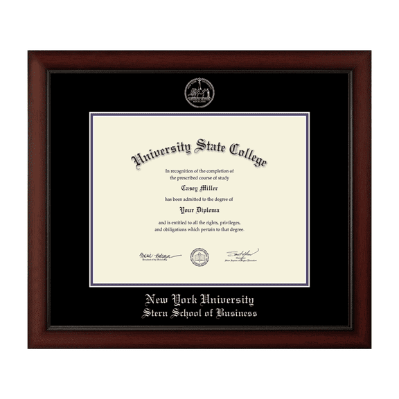 Framerly - NYU Business Diploma Frame with Black and Purple Mat