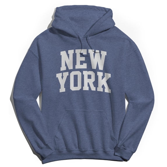 New York V1 Graphic Navy Heather Men's Cotton Pullover Hoodie