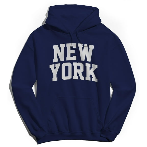 New York V1 Graphic Navy Men's Cotton Pullover Hoodie