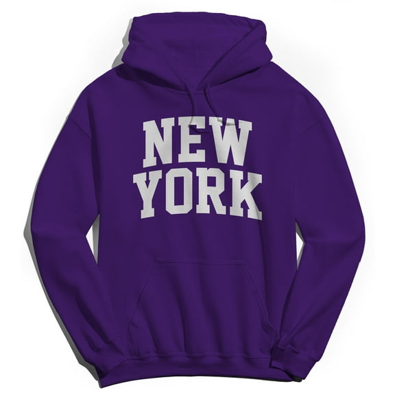 New York V1 Graphic Purple Men's Cotton Pullover Hoodie