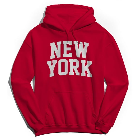 New York V1 Graphic Red Men's Cotton Pullover Hoodie