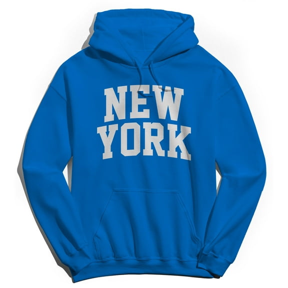 New York V1 Graphic Royal Men's Cotton Pullover Hoodie