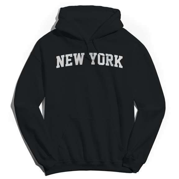 New York V2 Graphic Black Men's Cotton Pullover Hoodie