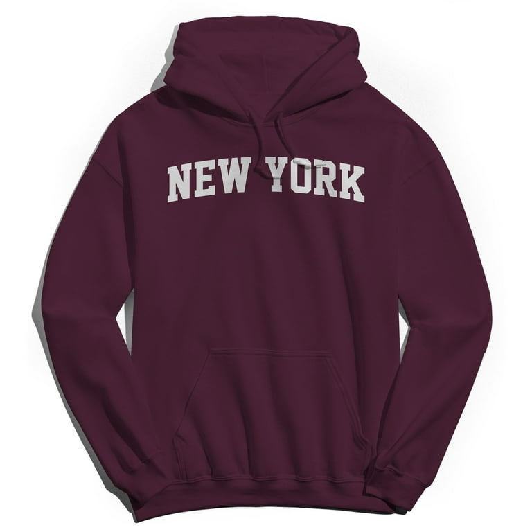 New York V2 Graphic Maroon Men's Cotton Pullover Hoodie