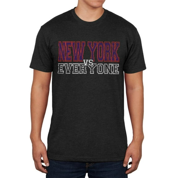 New York VS Everyone Vintage Distressed Soft Mens T Shirt Vintage Black X-LG