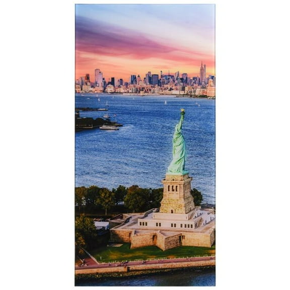 "New York View A" Frameless Free Floating Reverse Printed Tempered Art Glass Wall Art