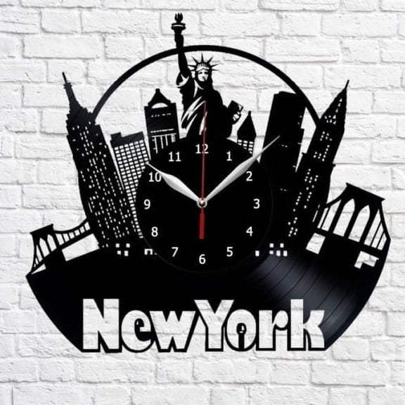 New York Vinyl Wall Clock,Vinyl Record Clock Wall Art Unique Bedroom kitchen kid Room Decorations Gift
