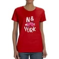 thumbnail image 1 of New York W Pink Ribbon Shaped T-Shirt Women -Image by Shutterstock, Female x-Large, 1 of 4