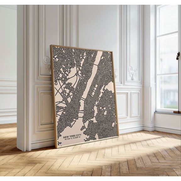 New York Wall Art, New York City Map, Nyc Poster, New York Poster, Minimalist Nyc Map, Abstract New York Artwork, New York Gifts385, Unframed Canvas Size 12x18