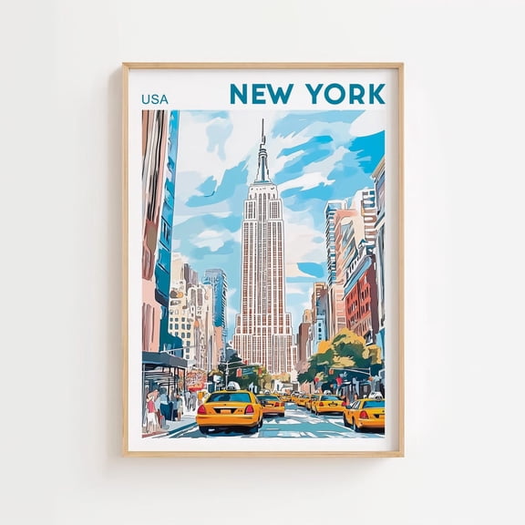 New York Wall Art, Retro NYC Poster, Vintage Brooklyn Bridge Print, New York City Dorm Decor, Cityscape, US Landmark art, NYC lover, Size 24x36 UNFFRAMED F03.1.8l2204