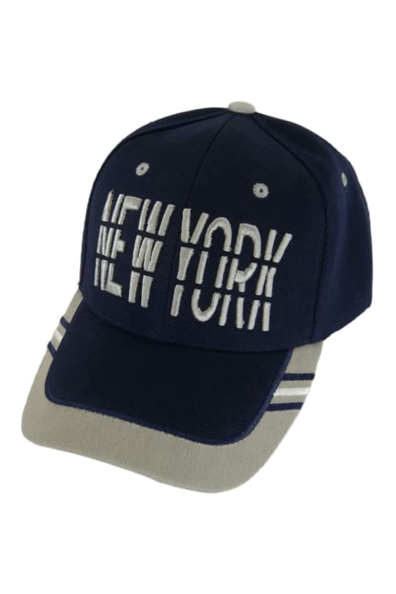 New York Window Shade Font Men's Adjustable Baseball Cap (Navy/Gray)