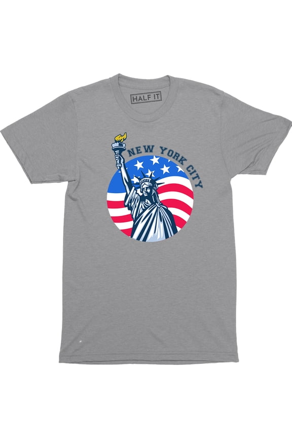 New York With USA Statue Country Flag Patriotic Men's Gift T-Shirt