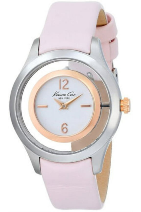 New York Women's KC2859 Transparency Round Floating Stone Bezel Pink Strap Watch