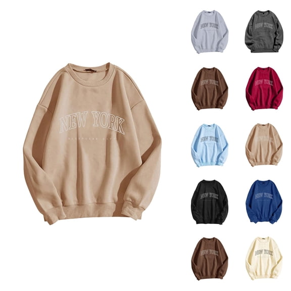 New York Womens Sweatshirts 2026 Fall Winter Fashion Long Sleeve Crewneck Graphic Pullover Sweat Shirts Tops