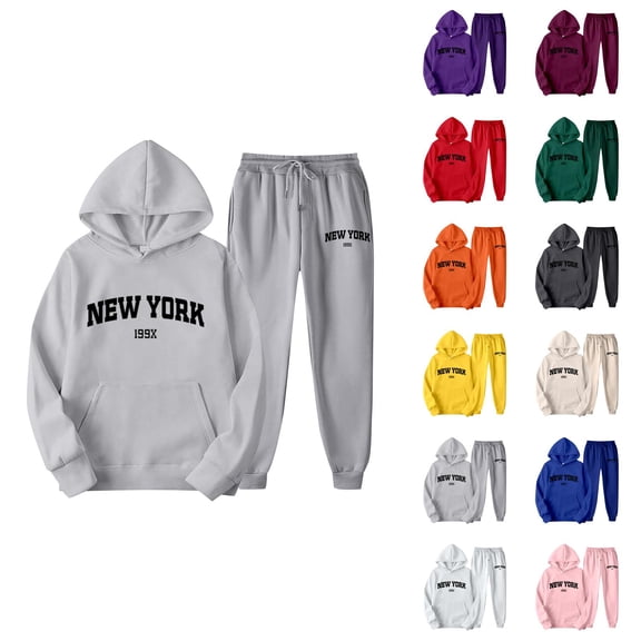 New York Womens Sweatsuits 2 Piece Set 2026 Trendy Hoodie and Joggers Sweatpants Matching Set