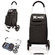 New York Xpress Folding Shopping Cart for Groceries, Collapsible Grocery Cart on Wheels with Removable Insulated Bag, Black, Sb010
