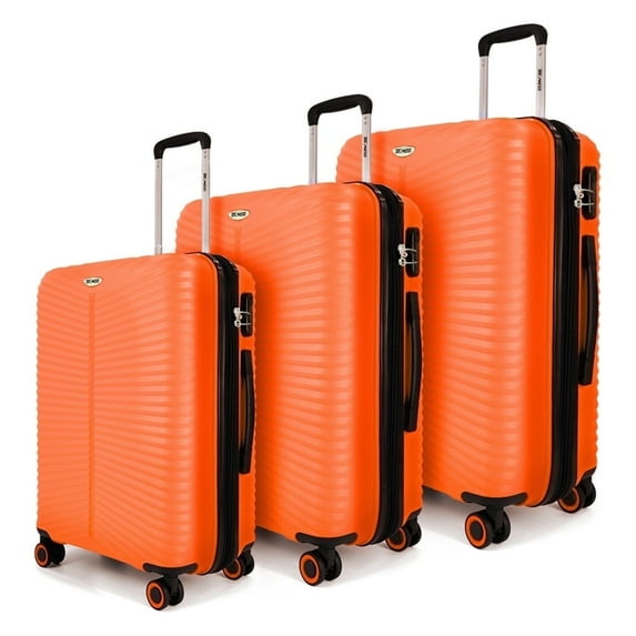 3 Piece Hardside Luggage Set Expandable Suitcase with Spinner Wheels,Lightweight Hardshell Suitcase Set 20in24in28in, Orange, SQ249