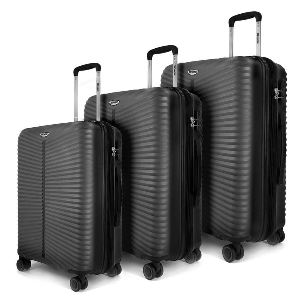 3 Piece Hardside Luggage Set Expandable Suitcase with Spinner Wheels,Lightweight Hardshell Suitcase Set 20in24in28in, Black, SQ249