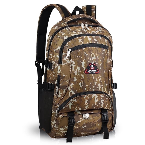 New York Xpress Camo Backpack for Adults 40L Multi-Pocket Backpack for Travel Work Hiking, Deep Khaki - BP8023