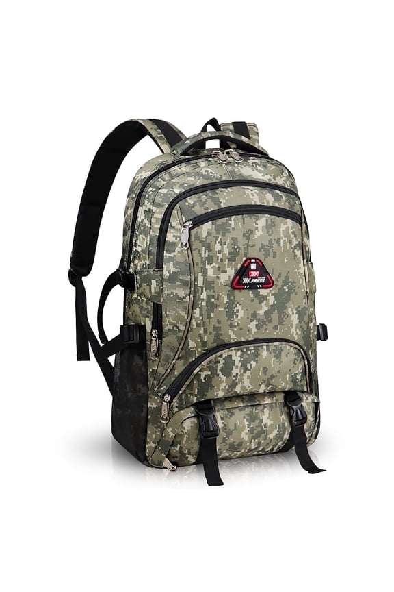 Camo Backpack for Adults 40L Multi-Pocket Backpack for Travel Work Hiking, Light Khaki - BP8023