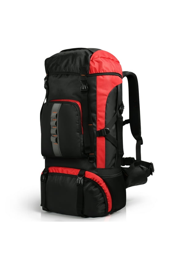 65L Camping Hiking Backpack Water Resistant Large Outdoor Travel Backpack for Men & Women, Red, 006