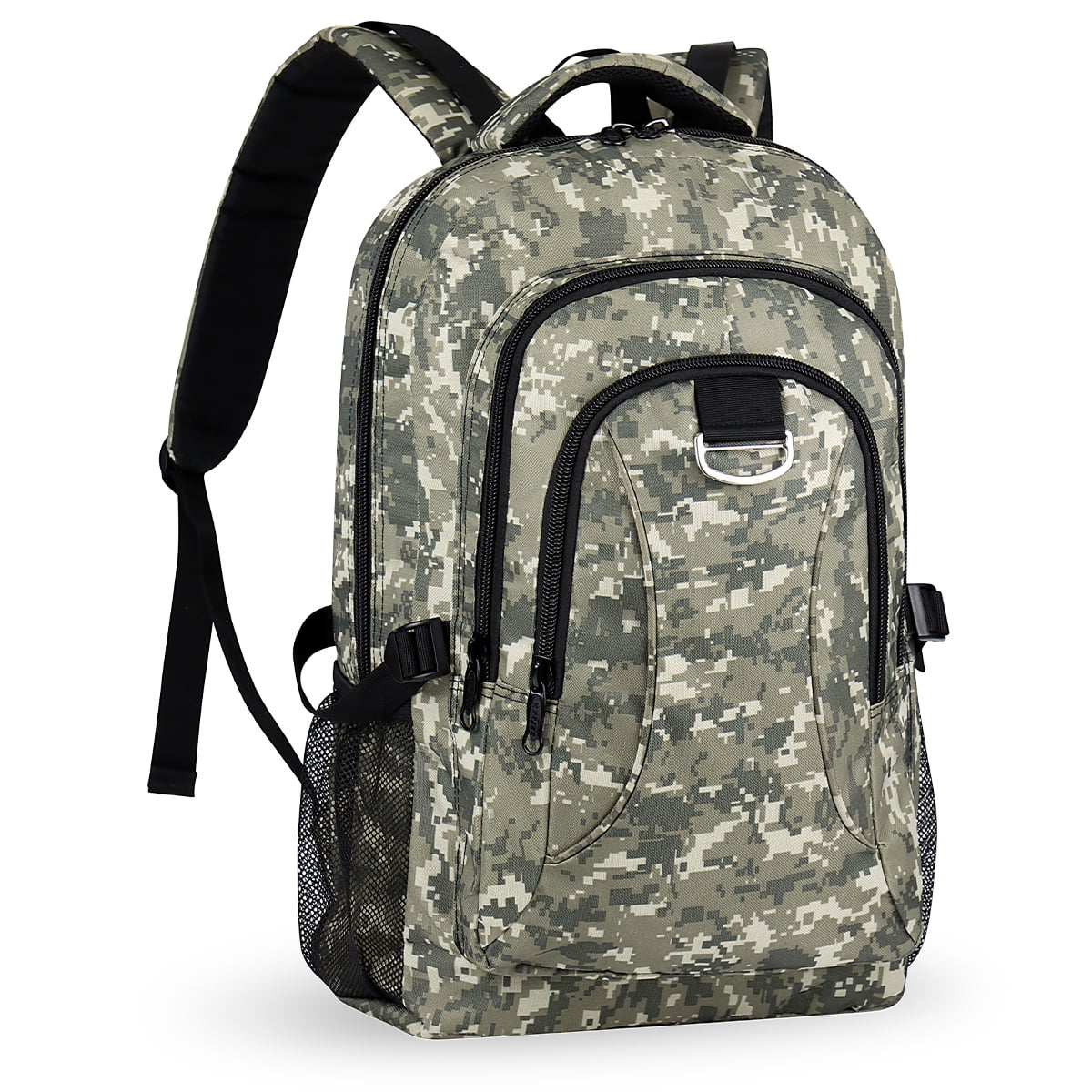 New York XPress Large Camo Backpacks for Men & Women,Waterproof Travel Backpack with Water Bottle Holder ,30L Lightweight Hiking Backpack for Daily Work School Outdoor,Khaki