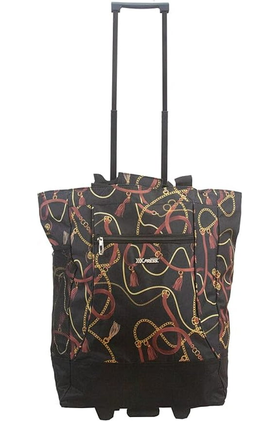 Design Pattern Carry on Bag Cabin Shopping Tote Bag with Wheeled - CHAINS