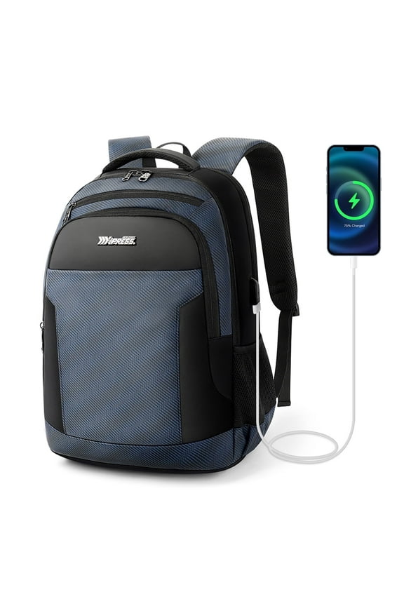 17 Inch Laptop Backpack for Men Carry on Travel Backpack with USB Charging Port Water Resistant Work Business College Computer Bag,HB2116 Navy