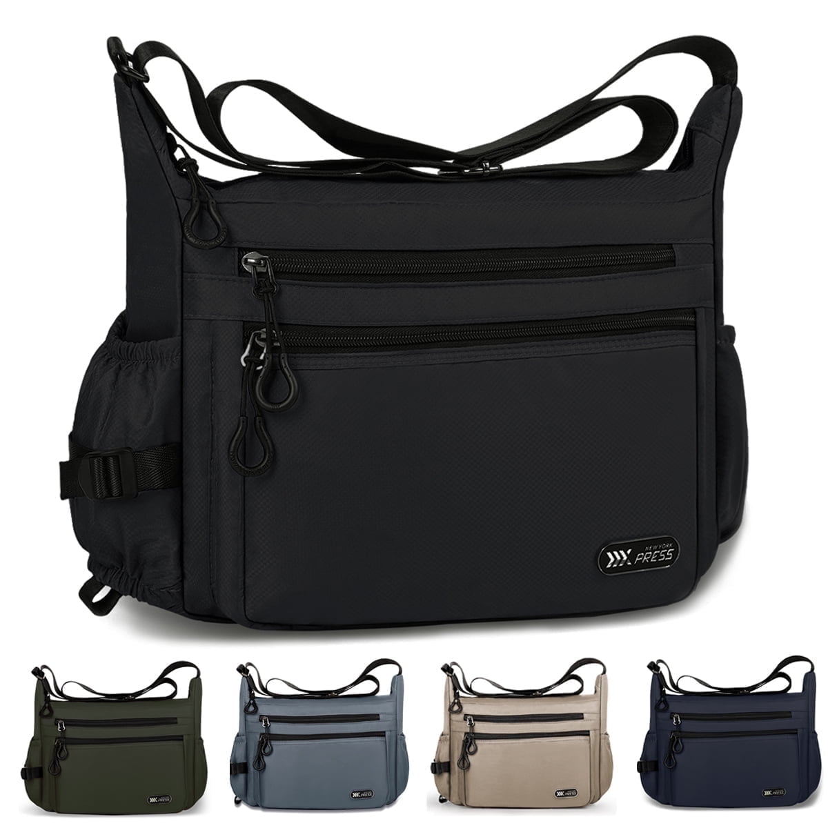 Crossbody Bag for Women Men Multi-Pocket Shoulder Purse Waterproof Lightweight Casual Travel Satchel Handbag,Black,319