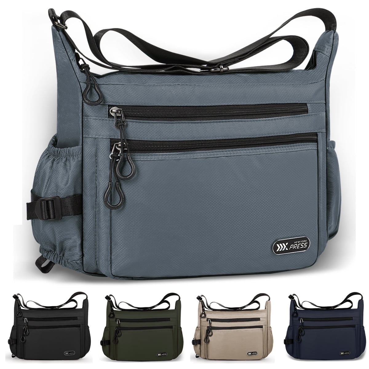 Crossbody Bag for Women Men Multi-Pocket Shoulder Purse Waterproof Lightweight Casual Travel Satchel Handbag,Grey,319