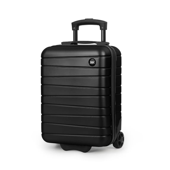 New York Xpress 16" Underseat Carry-on Luggage Hardside Lightweight 2-Wheel Small Suitcase, Black - 2538