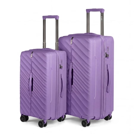 New York Xpress 2-Piece Expandable Hardside Lightweight Luggage Set with Spinner Wheels & TSA Lock, 20/26 inch, Purple, DQ135