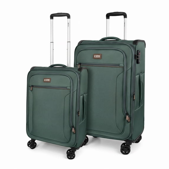 New York Xpress 2 Piece Expandable Softside Spinner Luggage Set with Tsa Lock, 20" Carry on and 26" Checked Suitcase, Grey, Xj1907