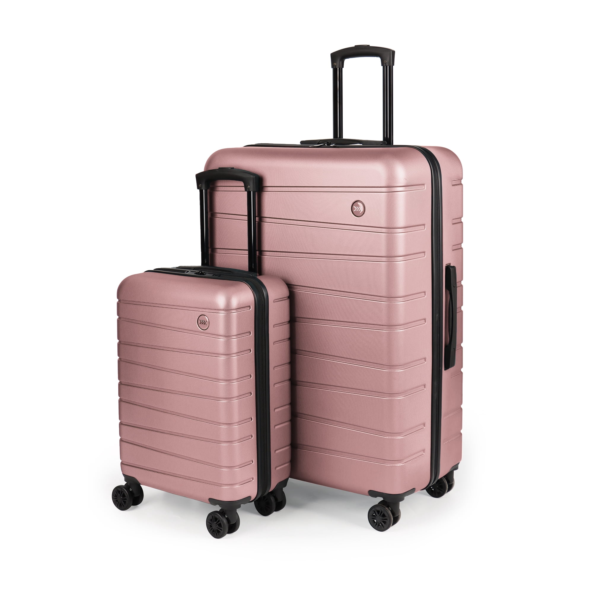 New York Xpress 2-Piece Hardside Luggage Set with Spinner Wheels,Lightweight 20" Carry-on and 30" Large Checked Suitcase, Rose Gold - 2538