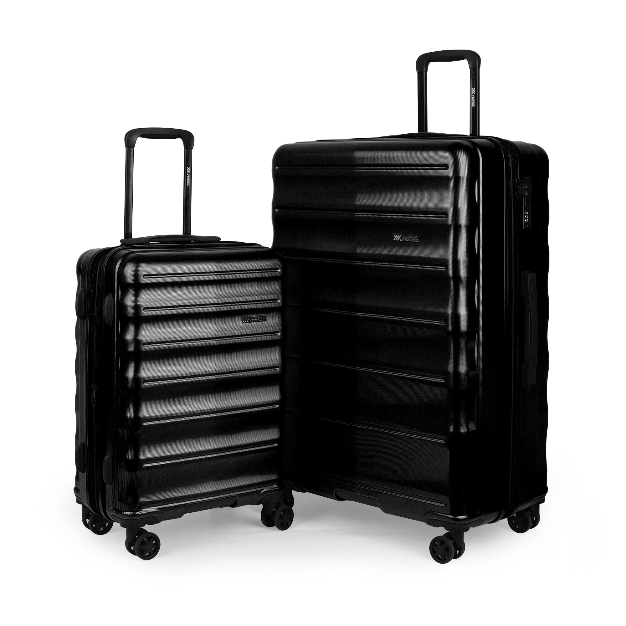 New York Xpress 2 Piece Luggage Set Hardside Expandable Lightweight with TSA Lock & Spinner Wheels, 20"/29", Black - La13801