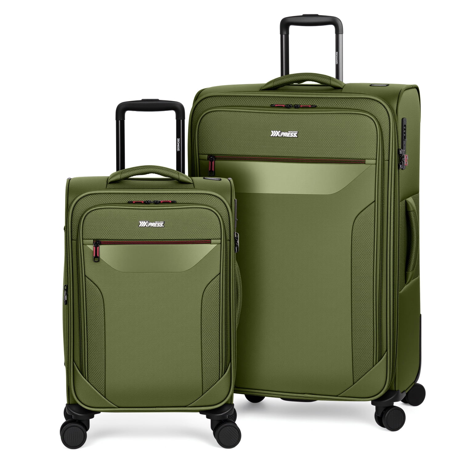 New York Xpress 2-Piece Softside Expandable Spinner Luggage Set, 22" Carry-on and 32" Checked with TSA Lock, Green - WD8817